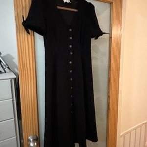 Sezane short sleeve black midi dress